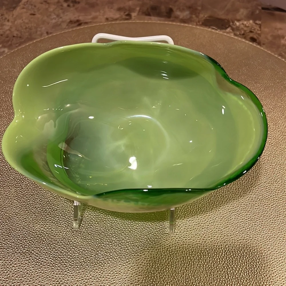 Murano Venezia for Crate & Barrel Green Petal Bowl